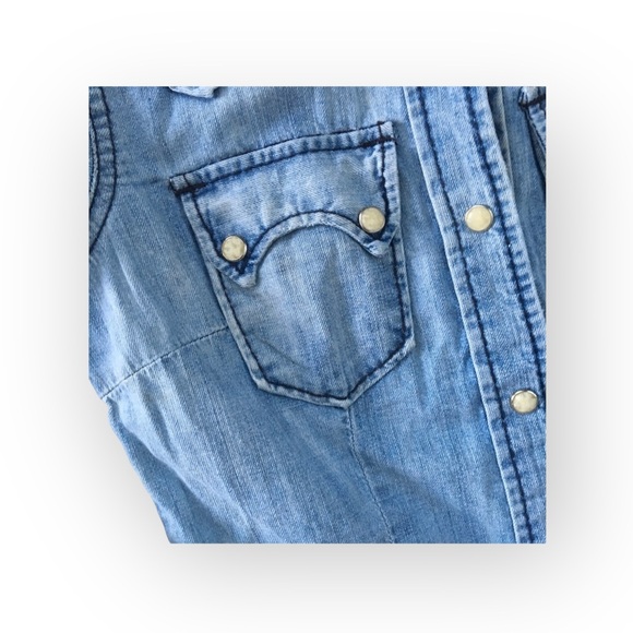 new True Religion ʊ Lucy Snap Button Down Western Denim Shirt ʊ Sundance ʊ XS ʊ - Picture 7 of 16